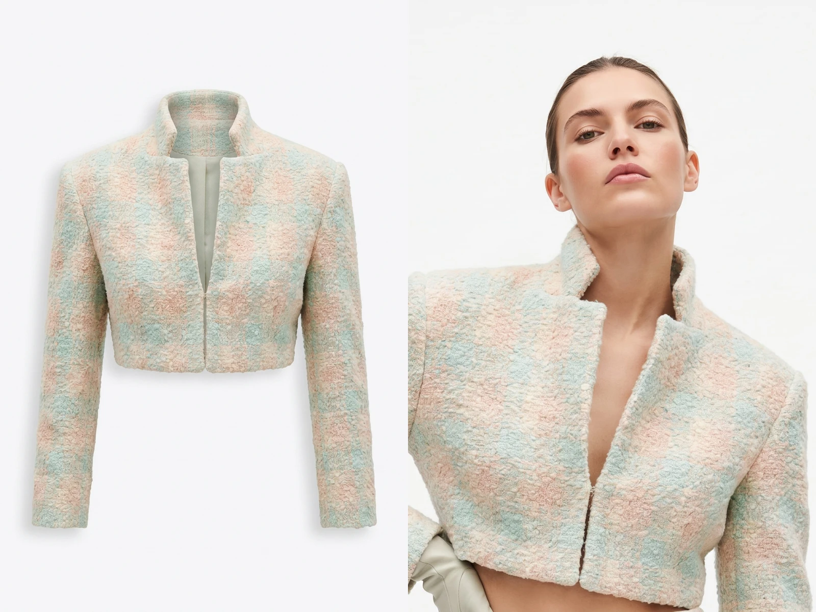 A flat product photo turned into a styled AI model wearing the product