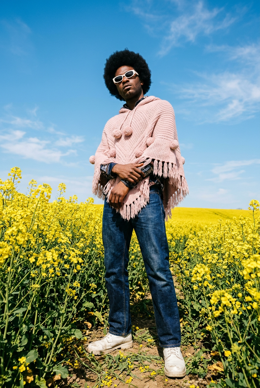Full length fashion photograph in a bright setting, generated with The New Black AI