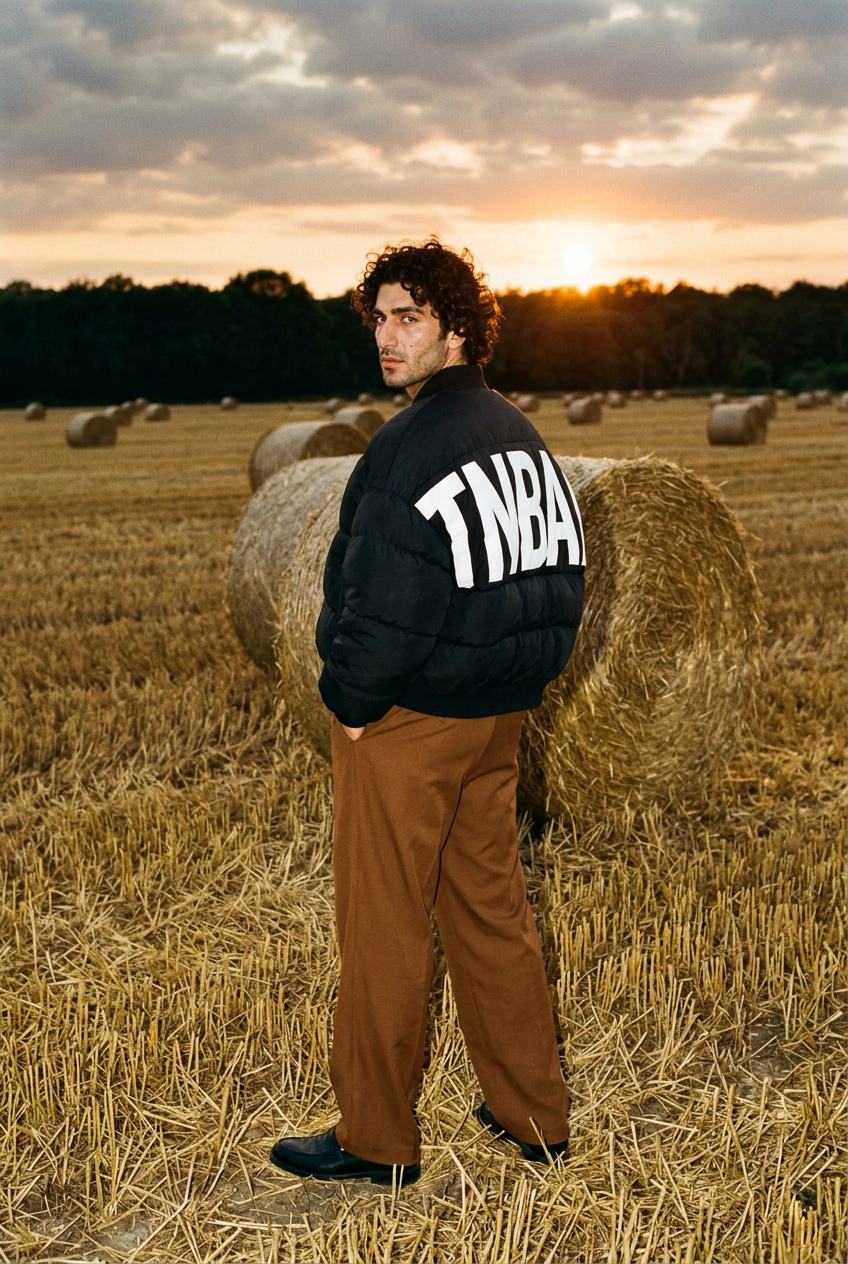Full length editorial fashion photograph generated with The New Black AI