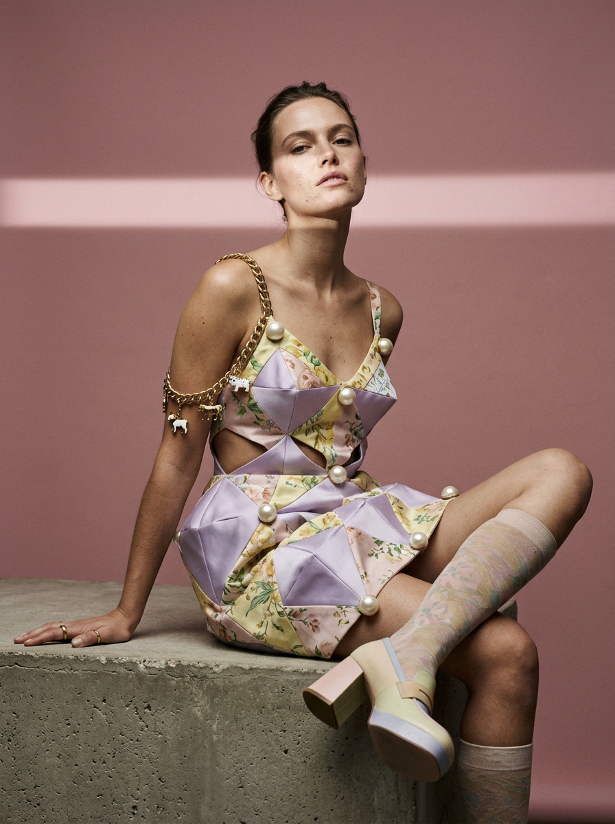 Editorial fashion photograph of a model in a tailored look, generated with The New Black AI